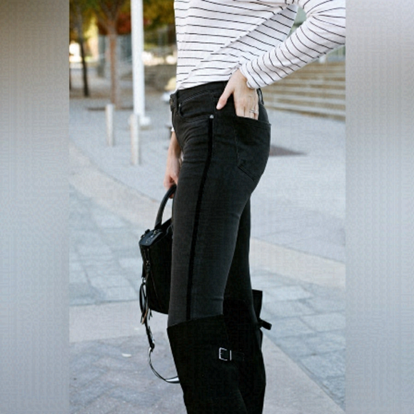 Kut from the Kloth Denim - KUT From the Kloth Donna High Rise Ankle Skinny Black Tuxedo Stripe 16